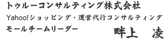 トゥルーコンサルティング株式会社 楽天モールチームリーダー 部長 畔上　凌